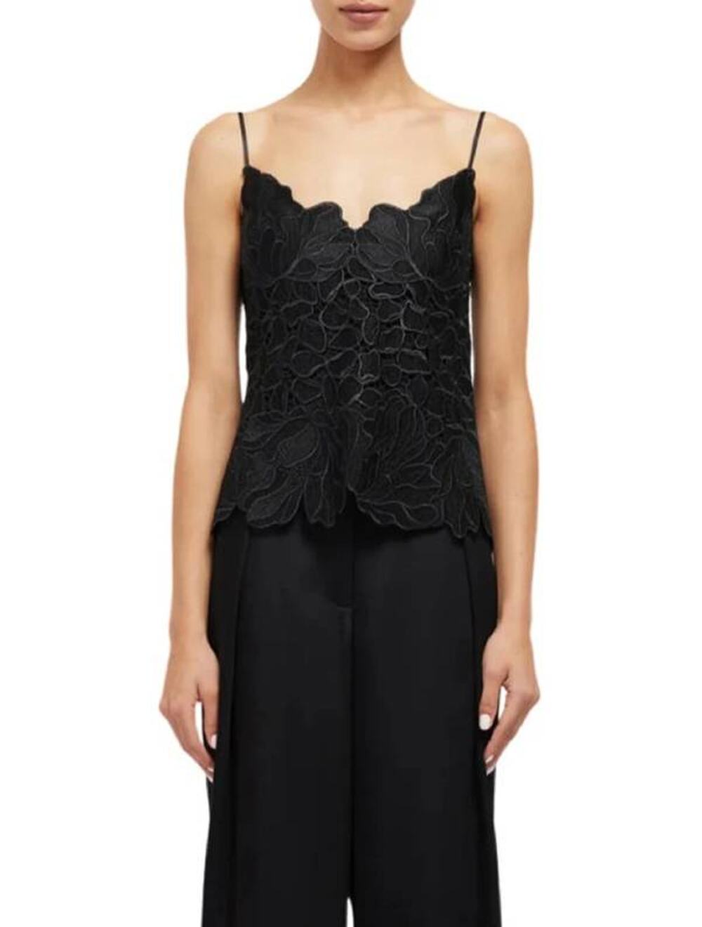 Simkhai Eliana Lace Cami Top in Black 8